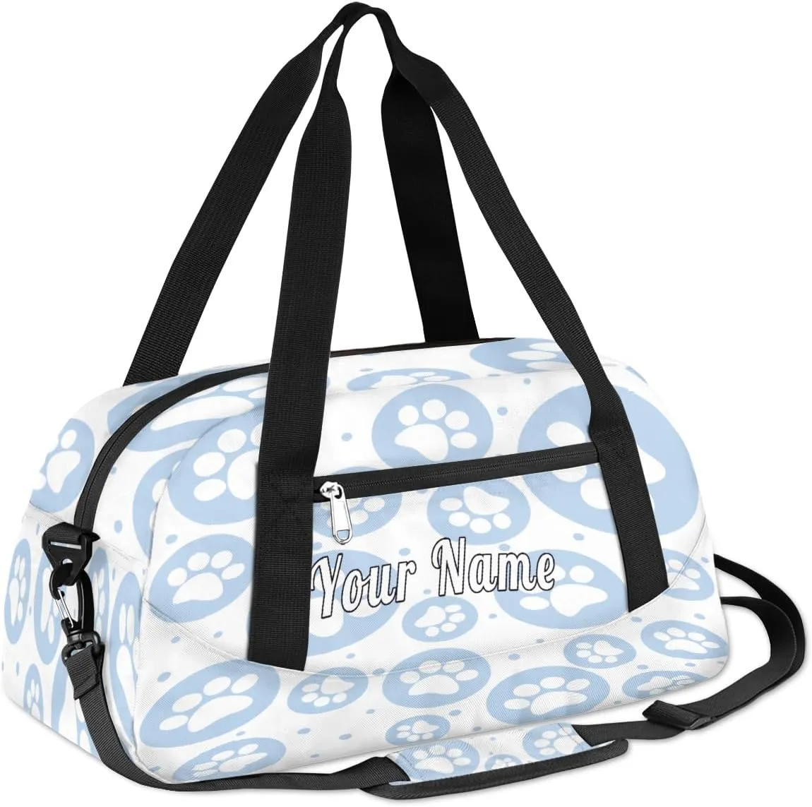 Personalized Kids Duffel Bag Animal Cute Paw Footprint,Custom Sport Gym Bag for Boys Girls,WWeekender Overnight Bags Travel Duffel Bag,Customized Kids Gift