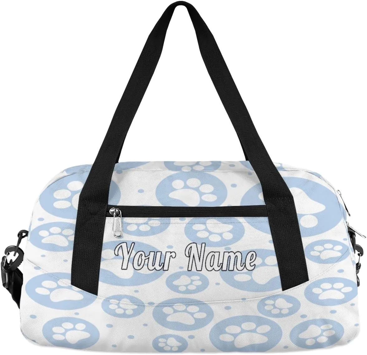 Personalized Kids Duffel Bag Animal Cute Paw Footprint,Custom Sport Gym Bag for Boys Girls,WWeekender Overnight Bags Travel Duffel Bag,Customized Kids Gift