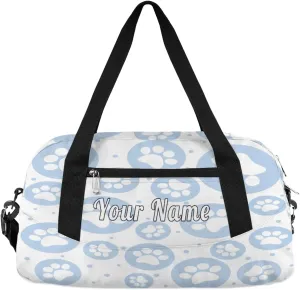 Personalized Kids Duffel Bag Animal Cute Paw Footprint,Custom Sport Gym Bag for Boys Girls,WWeekender Overnight Bags Travel Duffel Bag,Customized Kids Gift