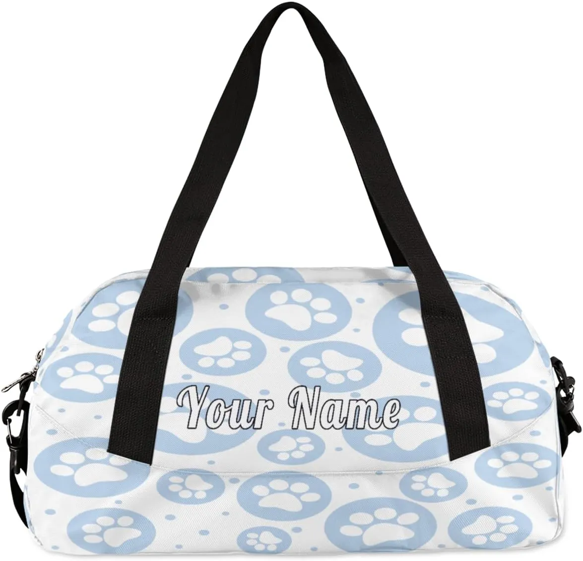 Personalized Kids Duffel Bag Animal Cute Paw Footprint,Custom Sport Gym Bag for Boys Girls,WWeekender Overnight Bags Travel Duffel Bag,Customized Kids Gift