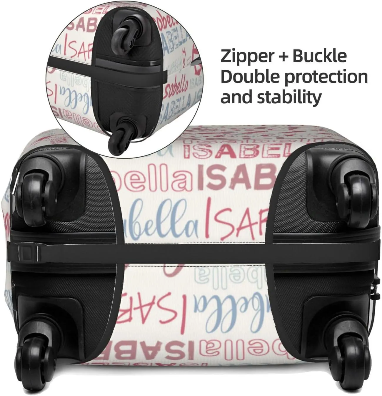 Personalized Name Luggage Cover, Custom Travel Carry on Cover Protector Wrap Gift for Men Women, Waterproof Stretchable Suitcase Protector for Travel Business Couples Family, S Size Fits 18-21 In