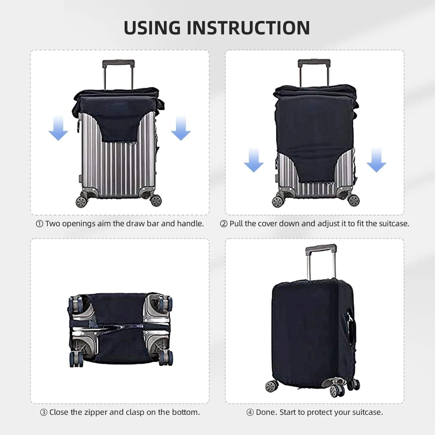 Personalized Name Luggage Cover, Custom Travel Carry on Cover Protector Wrap Gift for Men Women, Waterproof Stretchable Suitcase Protector for Travel Business Couples Family, S Size Fits 18-21 In