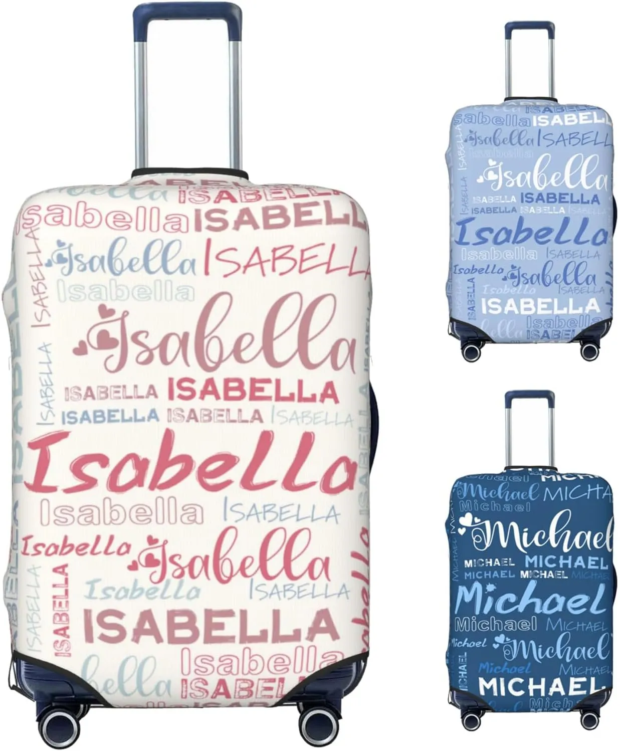 Personalized Name Luggage Cover, Custom Travel Carry on Cover Protector Wrap Gift for Men Women, Waterproof Stretchable Suitcase Protector for Travel Business Couples Family, S Size Fits 18-21 In