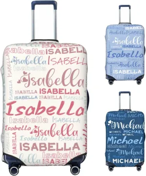 Personalized Name Luggage Cover, Custom Travel Carry on Cover Protector Wrap Gift for Men Women, Waterproof Stretchable Suitcase Protector for Travel Business Couples Family, S Size Fits 18-21 In