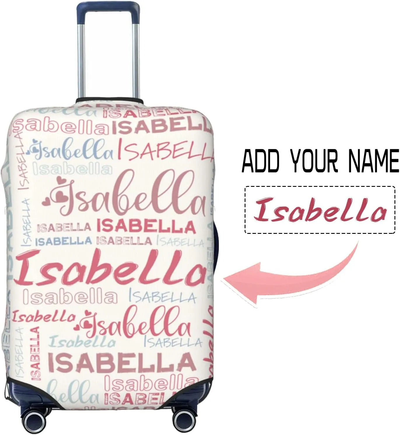 Personalized Name Luggage Cover, Custom Travel Carry on Cover Protector Wrap Gift for Men Women, Waterproof Stretchable Suitcase Protector for Travel Business Couples Family, S Size Fits 18-21 In