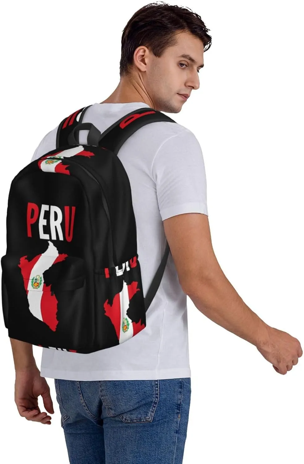 Peruvian Peru Flag Backpack Large Capacity Backpack Lightweight Double Shoulder Bag For Women Men Travel
