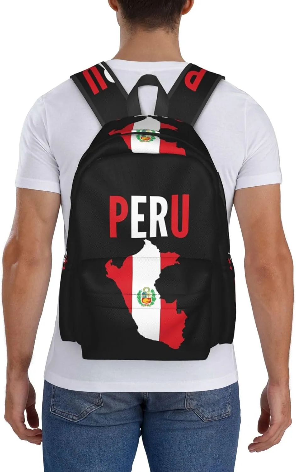 Peruvian Peru Flag Backpack Large Capacity Backpack Lightweight Double Shoulder Bag For Women Men Travel
