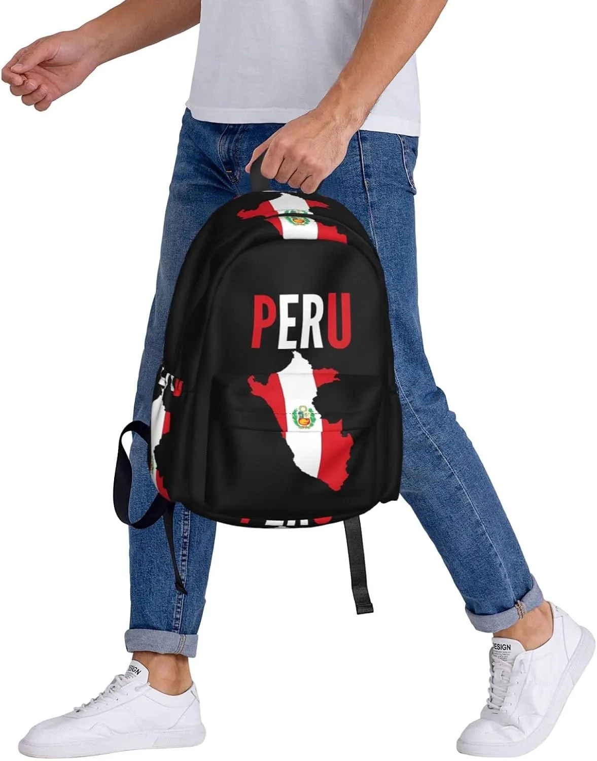 Peruvian Peru Flag Backpack Large Capacity Backpack Lightweight Double Shoulder Bag For Women Men Travel