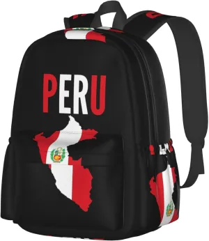 Peruvian Peru Flag Backpack Large Capacity Backpack Lightweight Double Shoulder Bag For Women Men Travel