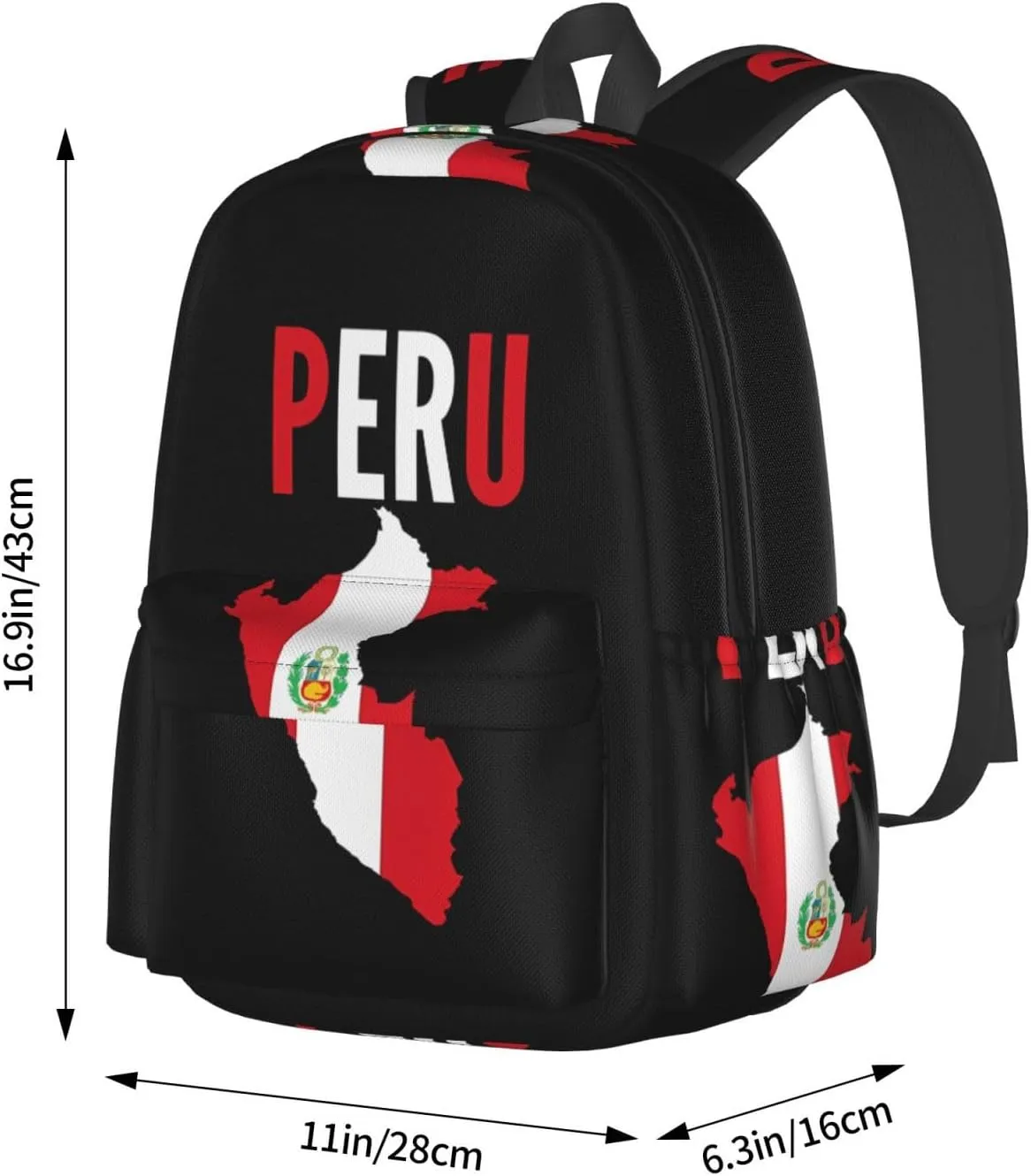 Peruvian Peru Flag Backpack Large Capacity Backpack Lightweight Double Shoulder Bag For Women Men Travel