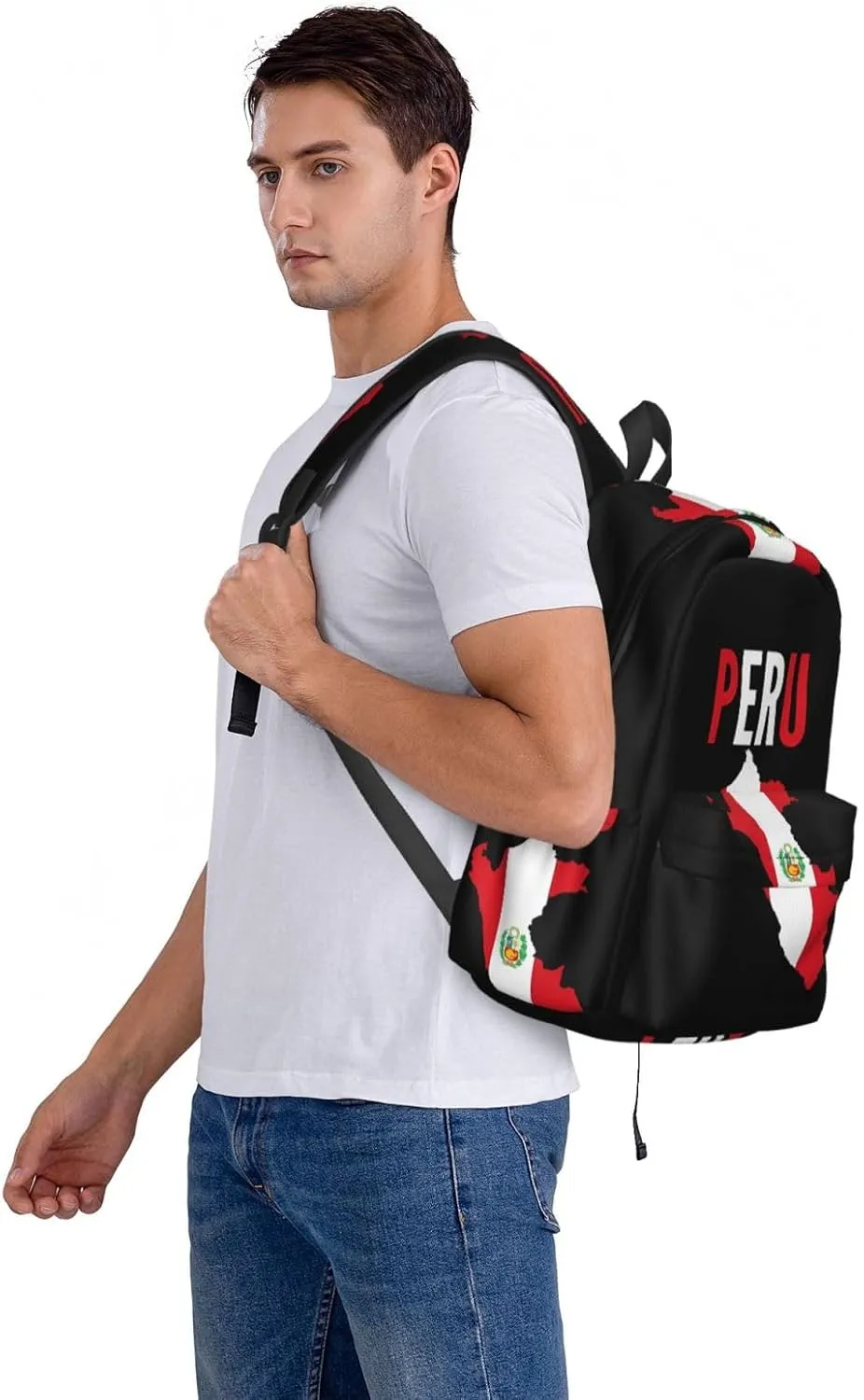 Peruvian Peru Flag Backpack Large Capacity Backpack Lightweight Double Shoulder Bag For Women Men Travel