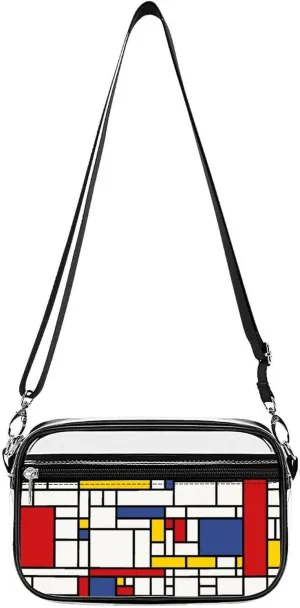 Piet Mondrian Clear Purse Messenger Bag Crossbody Bags with Adjustable Shoulder Strap Front Pocket