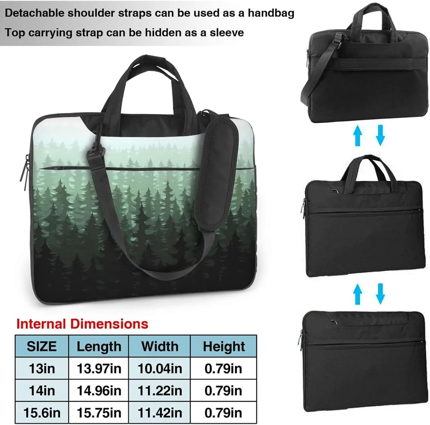 Pine Trees Laptop Bag Shoulder Messenger Bag Computer Tote Briefcase for Work School