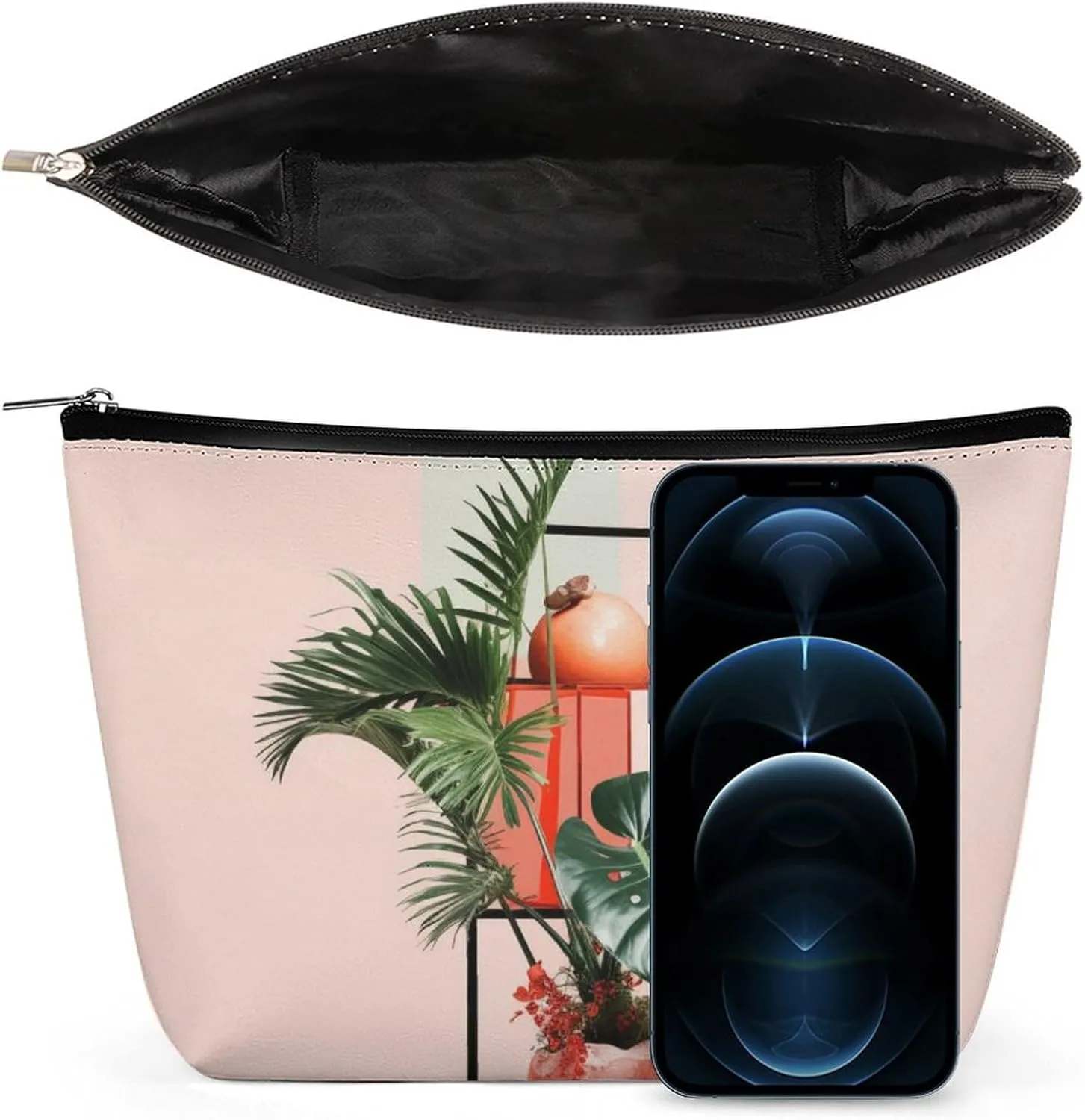 Pink Cosmetic Bags Makeup Bags for Women, Geometric Bracket Texture Travel Makeup Bag Large Make up Bag,Makeup Bag Organizer Zipper Toiletry Bag for Men