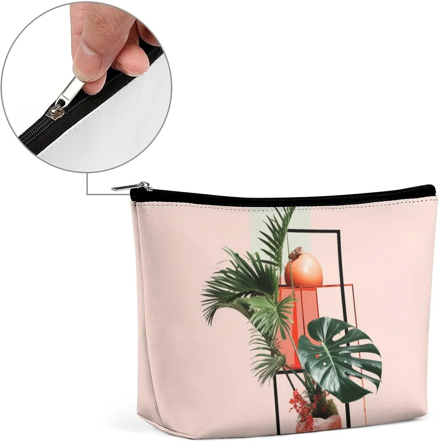 Pink Cosmetic Bags Makeup Bags for Women, Geometric Bracket Texture Travel Makeup Bag Large Make up Bag,Makeup Bag Organizer Zipper Toiletry Bag for Men