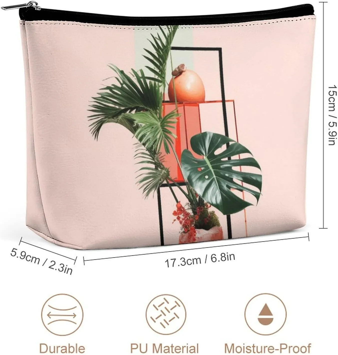 Pink Cosmetic Bags Makeup Bags for Women, Geometric Bracket Texture Travel Makeup Bag Large Make up Bag,Makeup Bag Organizer Zipper Toiletry Bag for Men