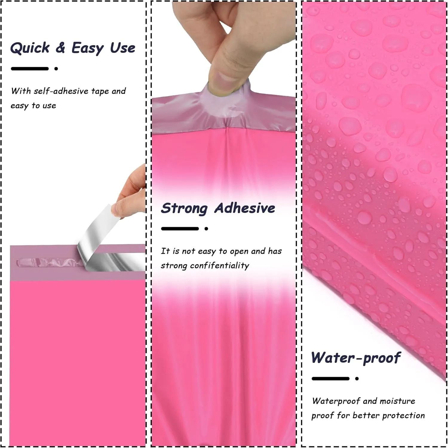 Pink Poly Mailers 14.5x19 Inch 50 Pcs, Strong Adhesive Shipping Bags for Clothing, Self-Sealing and Waterproof Mailing Envelopes, Privacy Protected Mailer Bags for Small Business