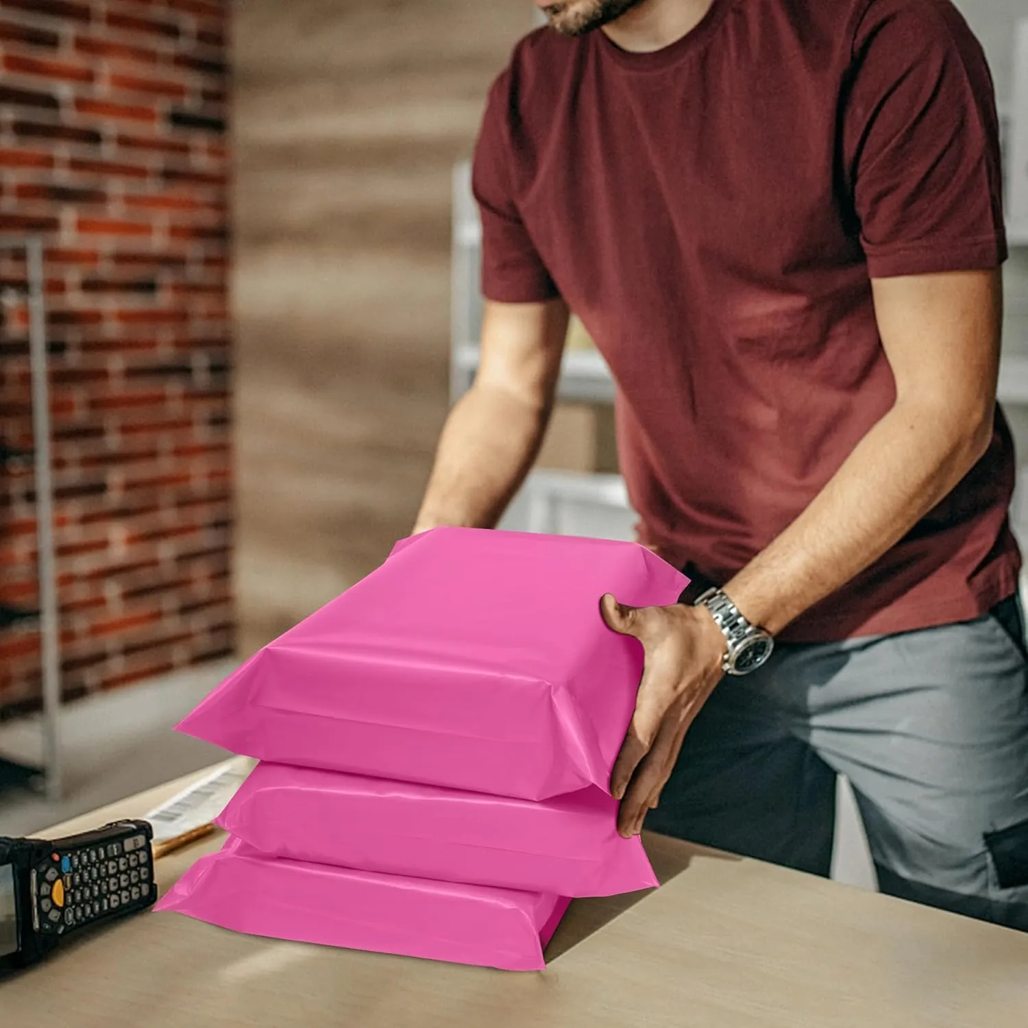 Pink Poly Mailers 14.5x19 Inch 50 Pcs, Strong Adhesive Shipping Bags for Clothing, Self-Sealing and Waterproof Mailing Envelopes, Privacy Protected Mailer Bags for Small Business