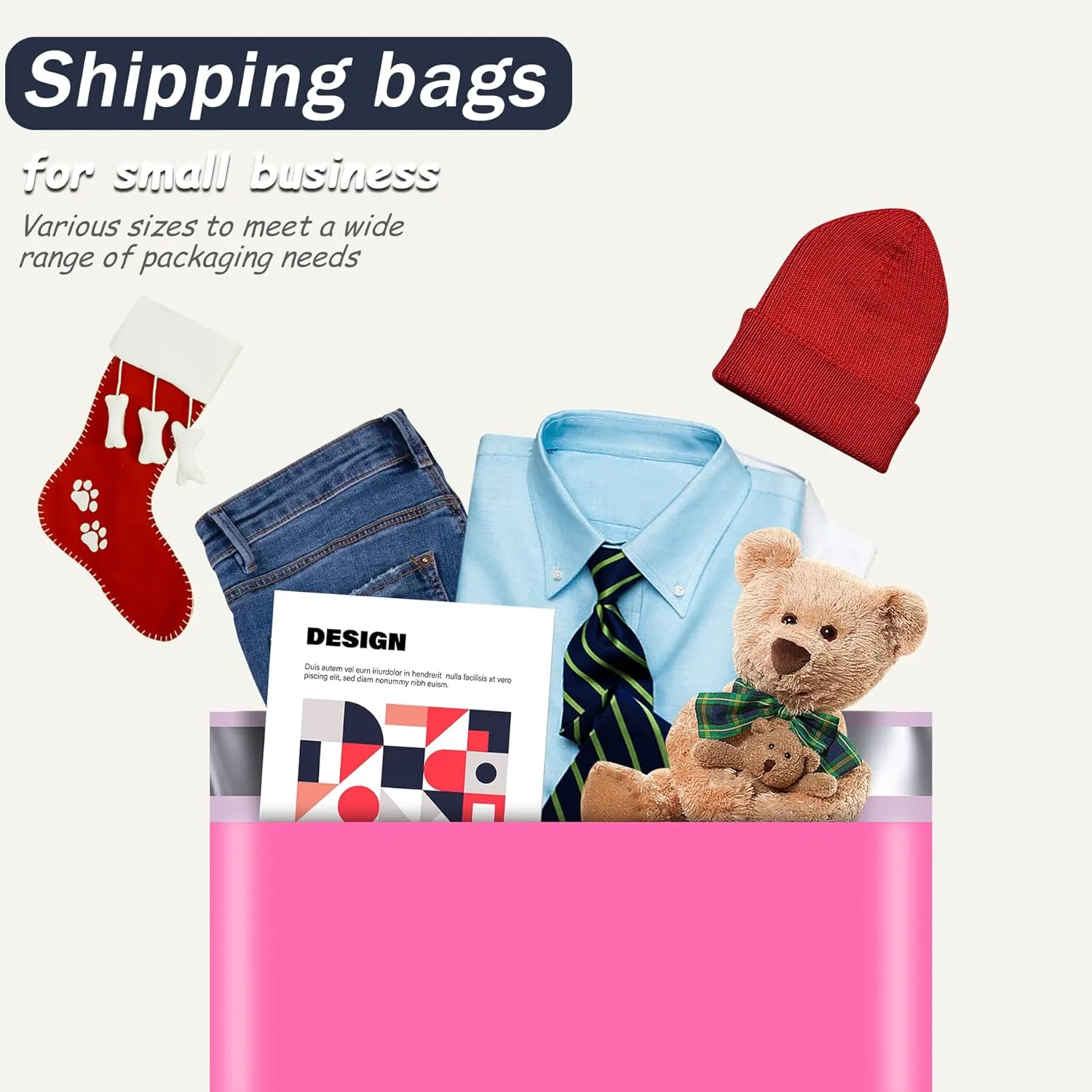 Pink Poly Mailers 14.5x19 Inch 50 Pcs, Strong Adhesive Shipping Bags for Clothing, Self-Sealing and Waterproof Mailing Envelopes, Privacy Protected Mailer Bags for Small Business