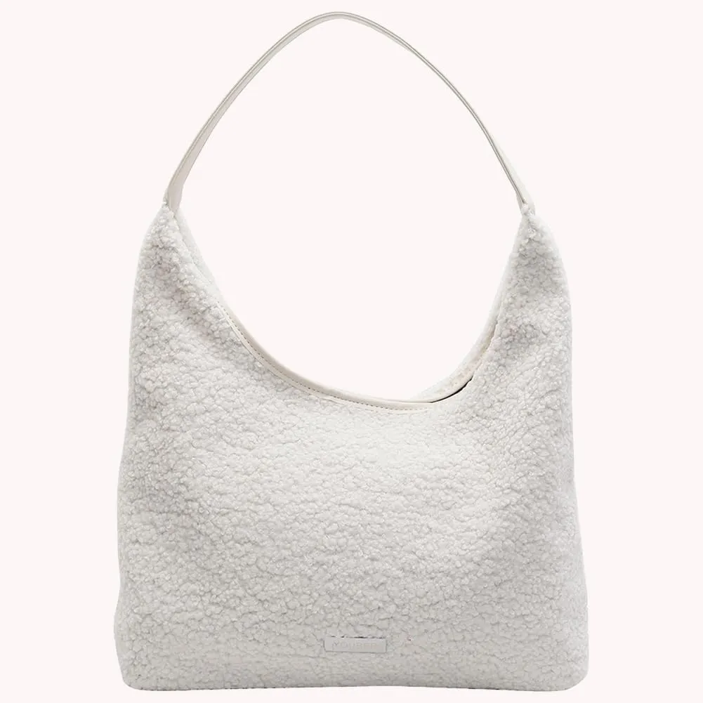 Plush Shoulder Bag for Women Cute Fluffy Tote Handbag Large Capacity Plush Furry Tote Bag Ladies Faux Bag Shoppin