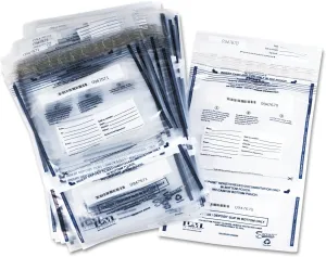 PM Company 58008 Clear Dual Deposit Bags, Tamper Evident, Plastic, 11 x 15, 100 Bags/Pack