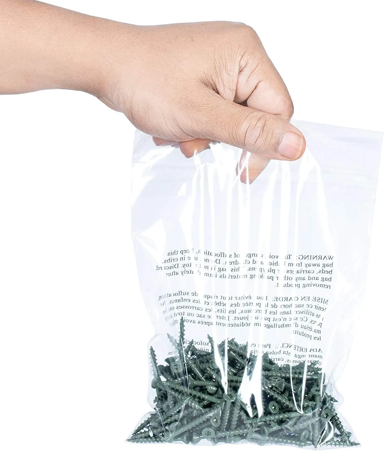 Poly Bags with Suffocation Warning 4x6", 5x7", 6x9", 8x10" - Small Combo Pack of 400 (100 each size) - Clear Poly Bags by Retail Supply Co - Resealable