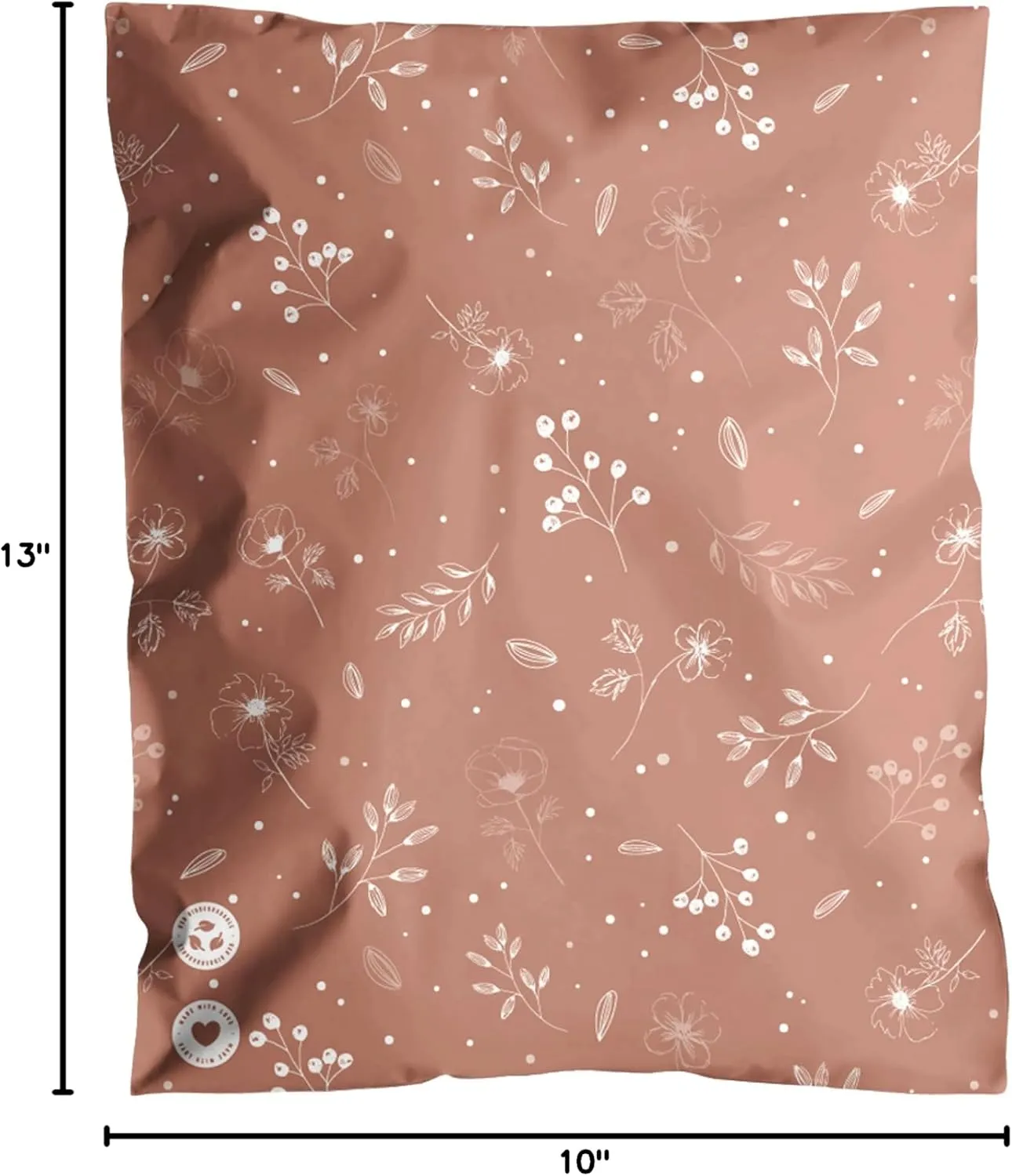 Poly Mailers 10x13-25 Pack Biodegradable Shipping Bags for Clothes - Impack Self-Seal Waterproof Thick Mailing Envelope for Accessories & Clothing - Floral Rosy Brown