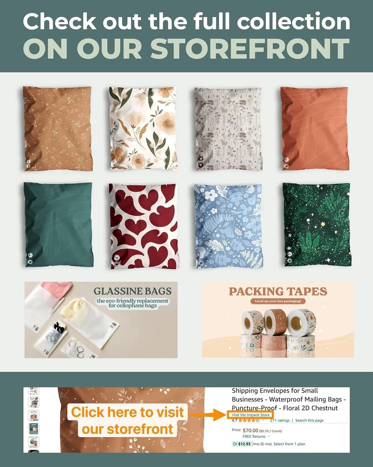 Poly Mailers 10x13-25 Pack Biodegradable Shipping Bags for Clothes - Impack Self-Seal Waterproof Thick Mailing Envelope for Accessories & Clothing - Floral Rosy Brown