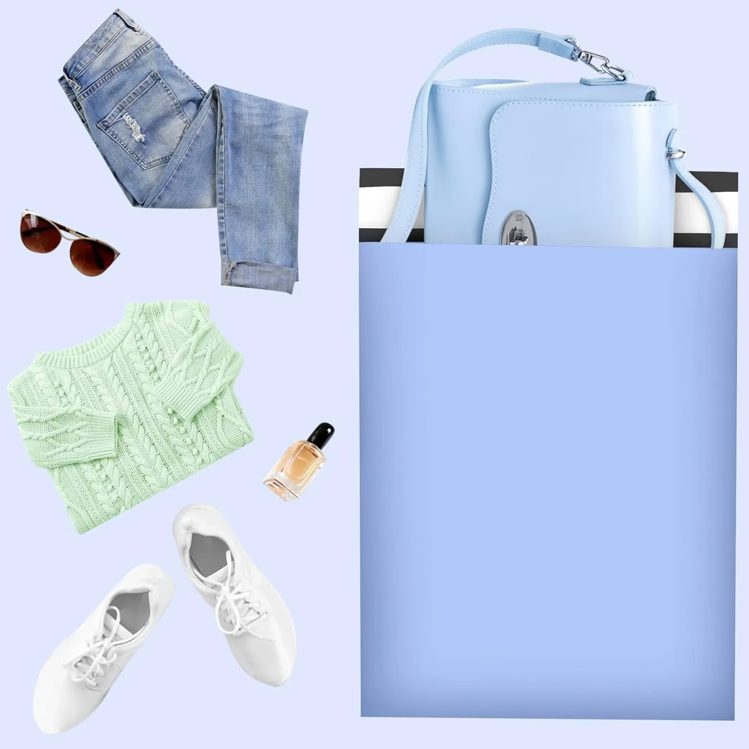 Poly Mailers 14.5x19, Large Poly Mailers 100 Pack, Shipping Mailers with Self Seal Adhesive, Waterproof and Tear-Proof Mailers Poly Bags for Small Business (Light Blue）