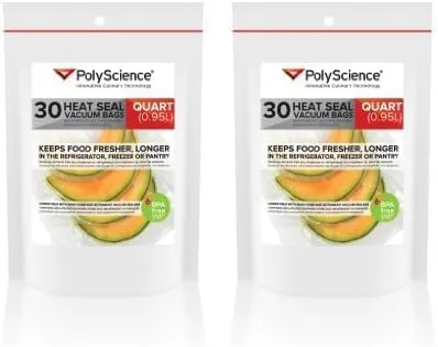 PolyScience Culinary Corrugated Vacuum Bags, 8 by 12-Inch, Clear, Box of 30 (Pack of 2)
