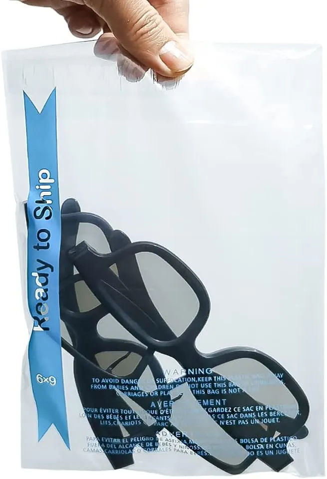 POLYSELLS Strong Self Seal Clear Poly Bags with Suffocation Warning for Packaging, Shipping, T-Shirts, Clothes & FBA, Permanent Adhesive, 6"x9", 1000pcs