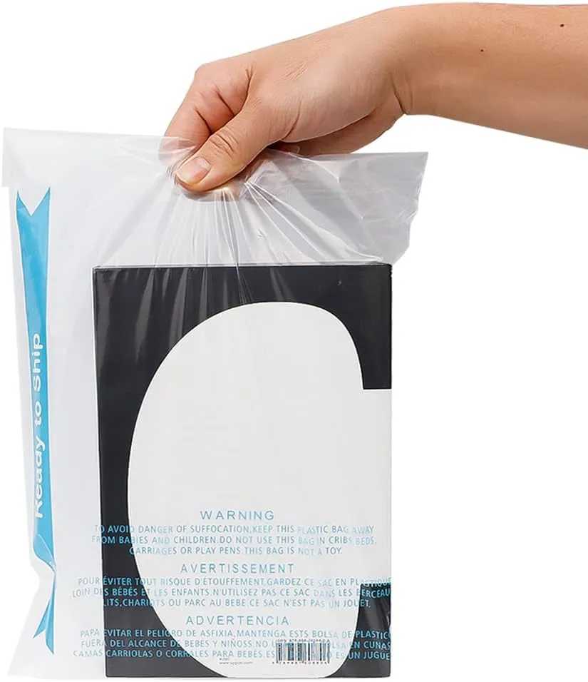 POLYSELLS Strong Self Seal Clear Poly Bags with Suffocation Warning for Packaging, Shipping, T-Shirts, Clothes & FBA, Permanent Adhesive, 6"x9", 1000pcs