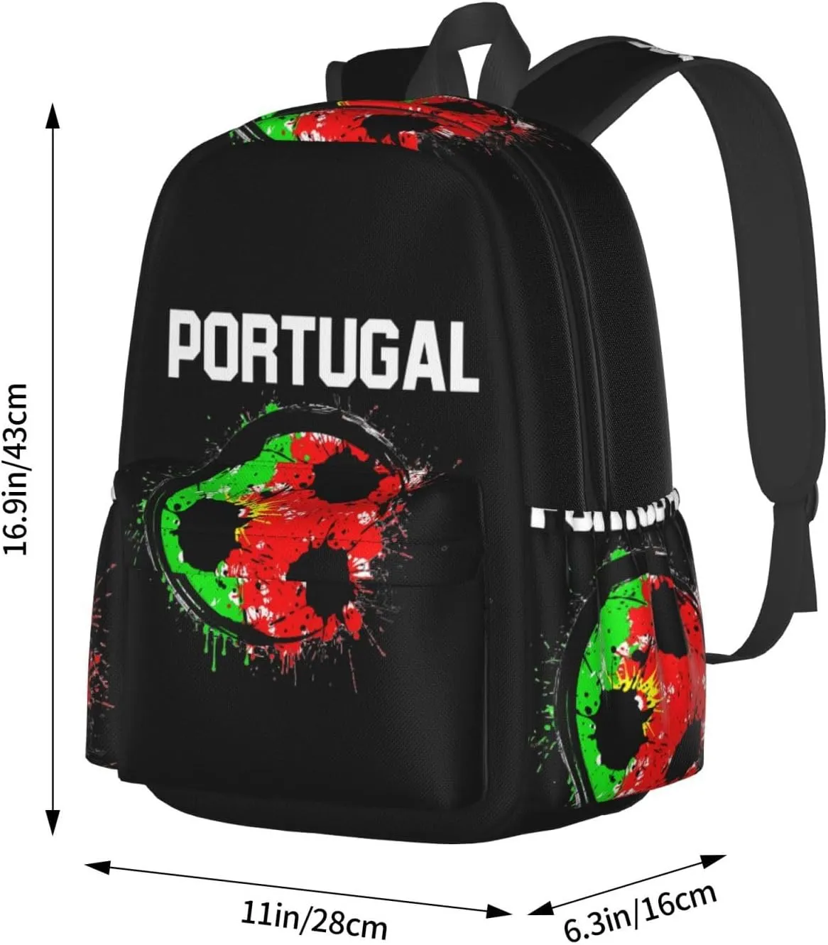 Portugal Soccer Portuguese Football Flag Backpack Large Capacity Backpack Lightweight Double Shoulder Bag For Women Men Travel