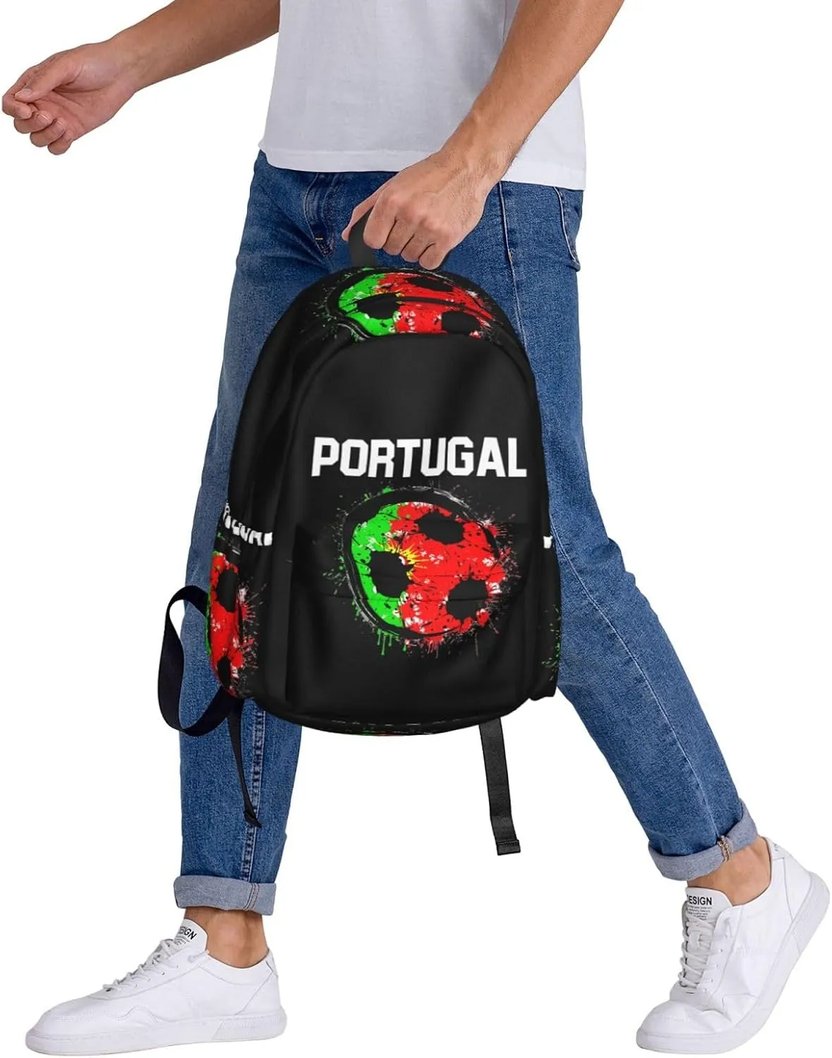 Portugal Soccer Portuguese Football Flag Backpack Large Capacity Backpack Lightweight Double Shoulder Bag For Women Men Travel