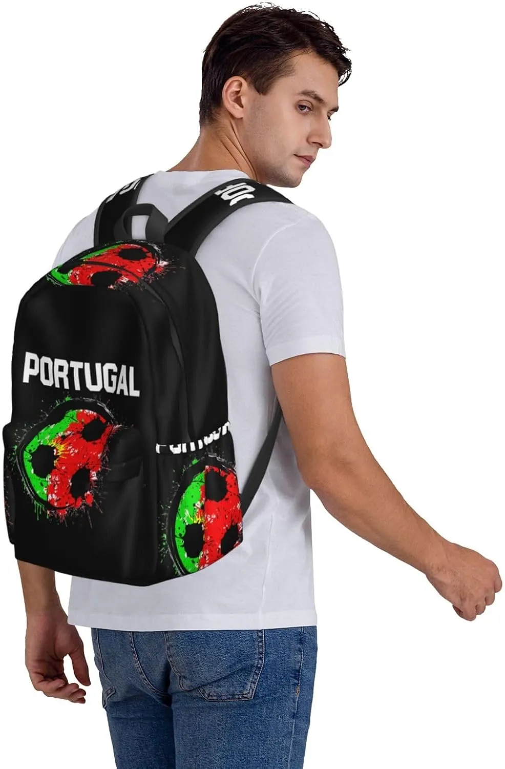 Portugal Soccer Portuguese Football Flag Backpack Large Capacity Backpack Lightweight Double Shoulder Bag For Women Men Travel