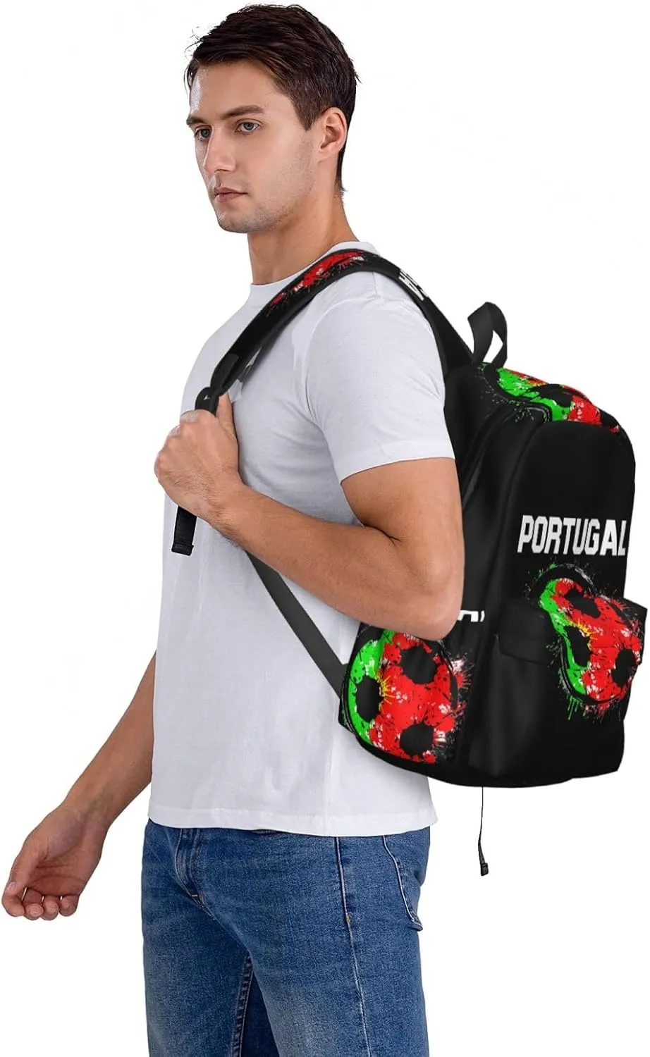 Portugal Soccer Portuguese Football Flag Backpack Large Capacity Backpack Lightweight Double Shoulder Bag For Women Men Travel