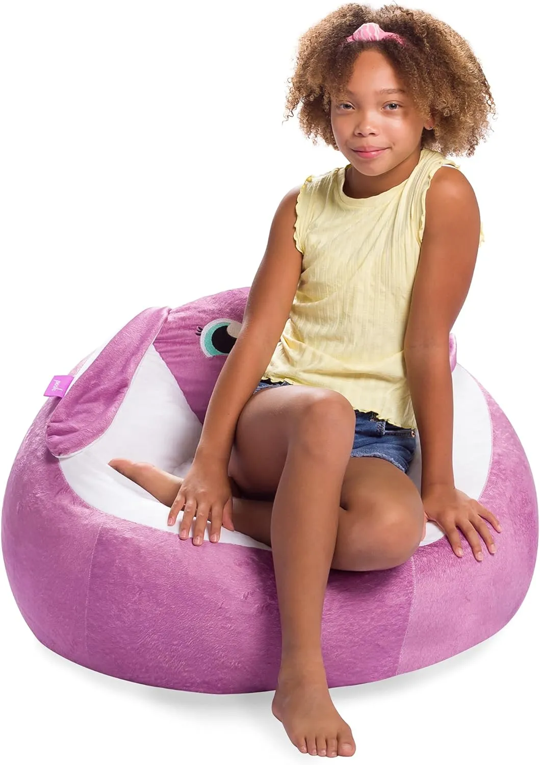 Posh Creations Cute Soft and Comfy Bean Bag Chair for Kids, Animal - Purple Bunny