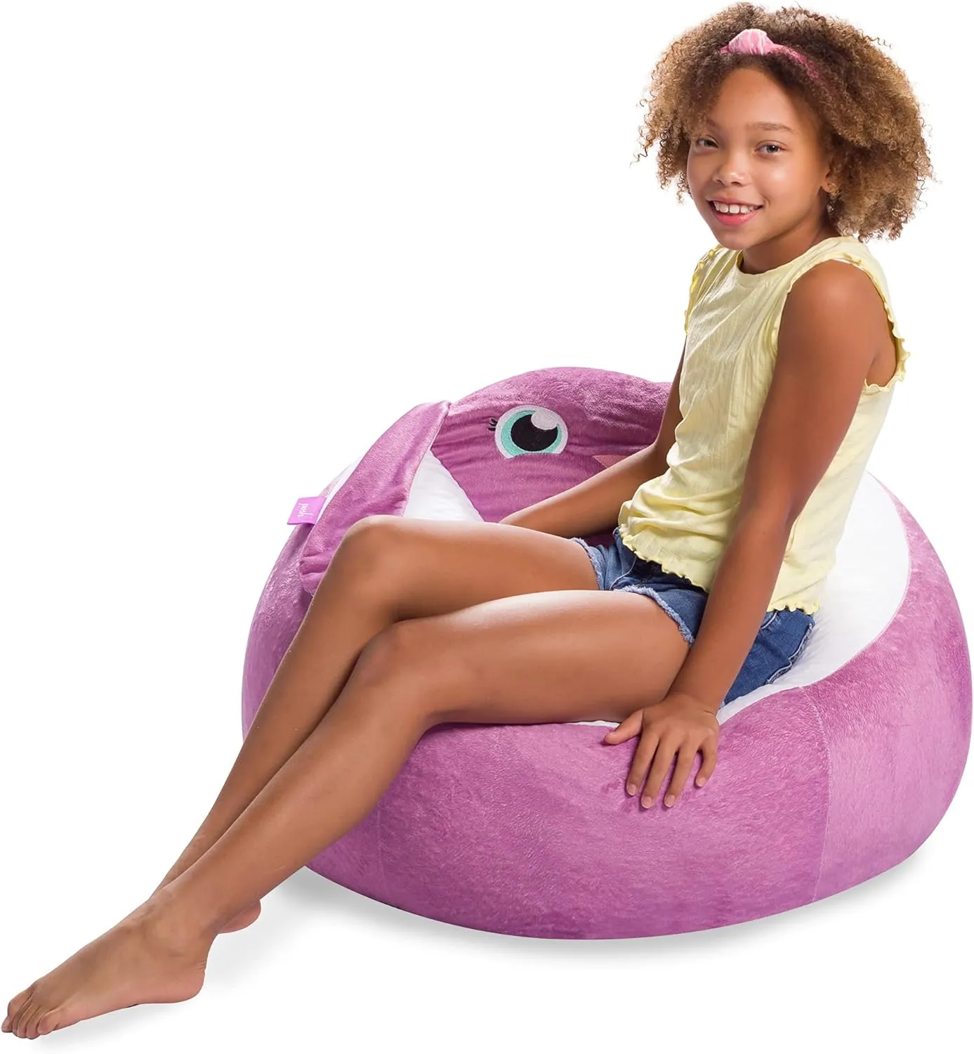 Posh Creations Cute Soft and Comfy Bean Bag Chair for Kids, Animal - Purple Bunny