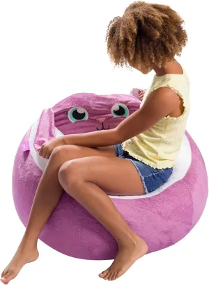 Posh Creations Cute Soft and Comfy Bean Bag Chair for Kids, Animal - Purple Bunny