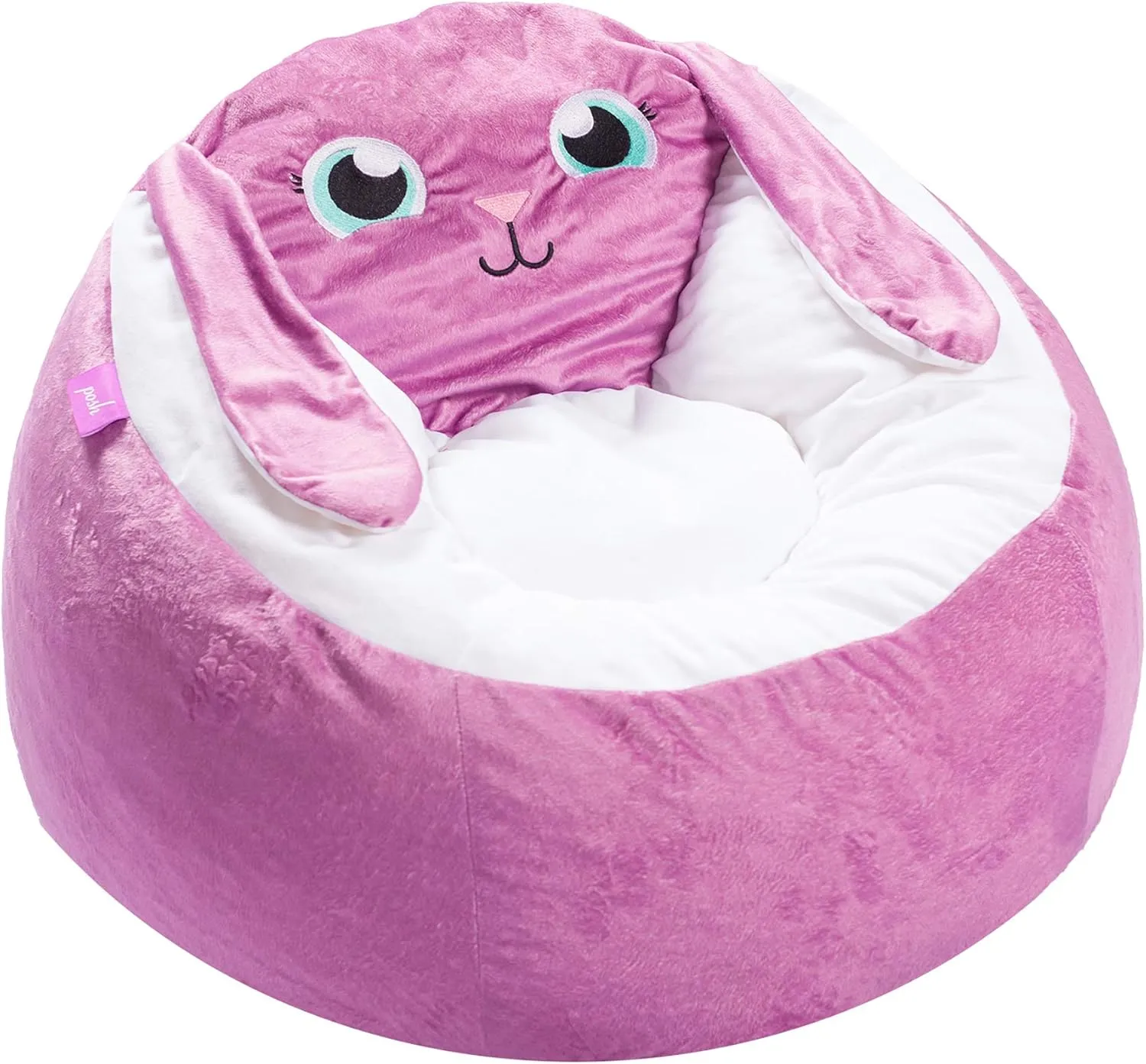 Posh Creations Cute Soft and Comfy Bean Bag Chair for Kids, Animal - Purple Bunny