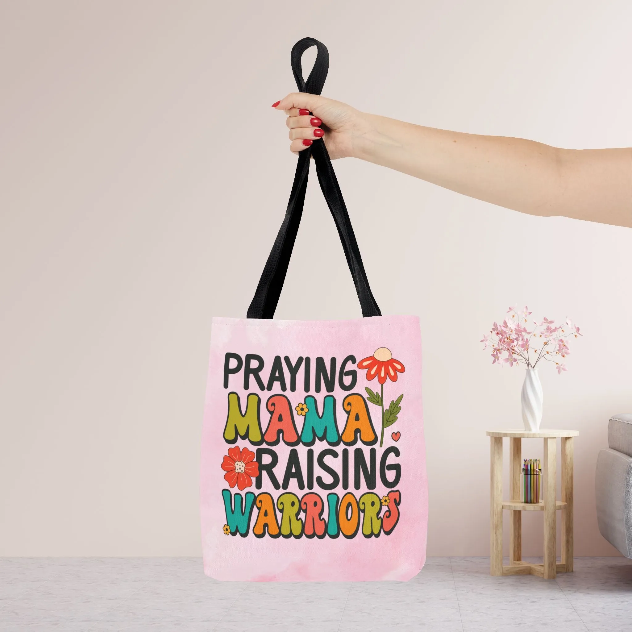 Praying Mama Raising Warriors Tote Bag - Christian Tote Bag