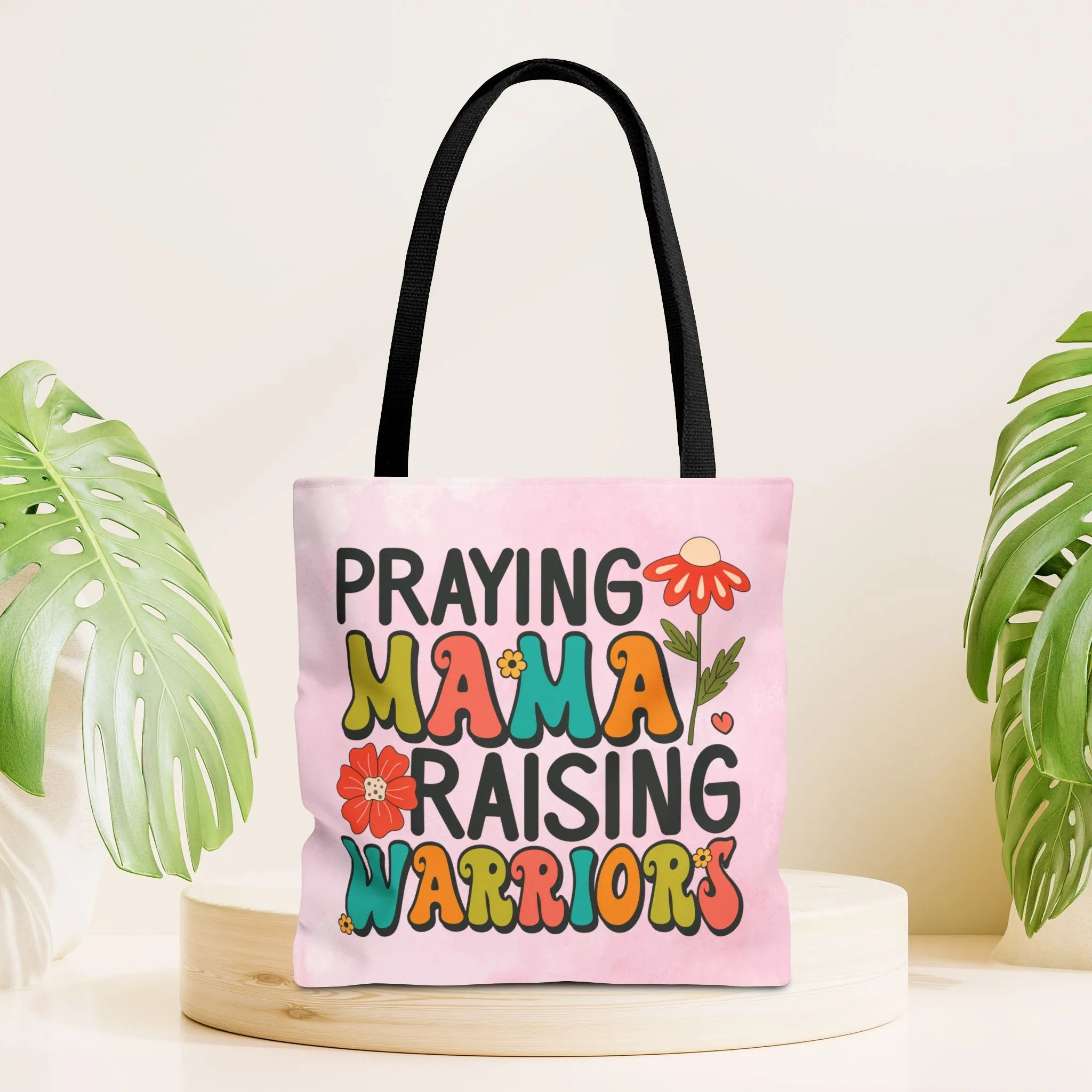 Praying Mama Raising Warriors Tote Bag - Christian Tote Bag