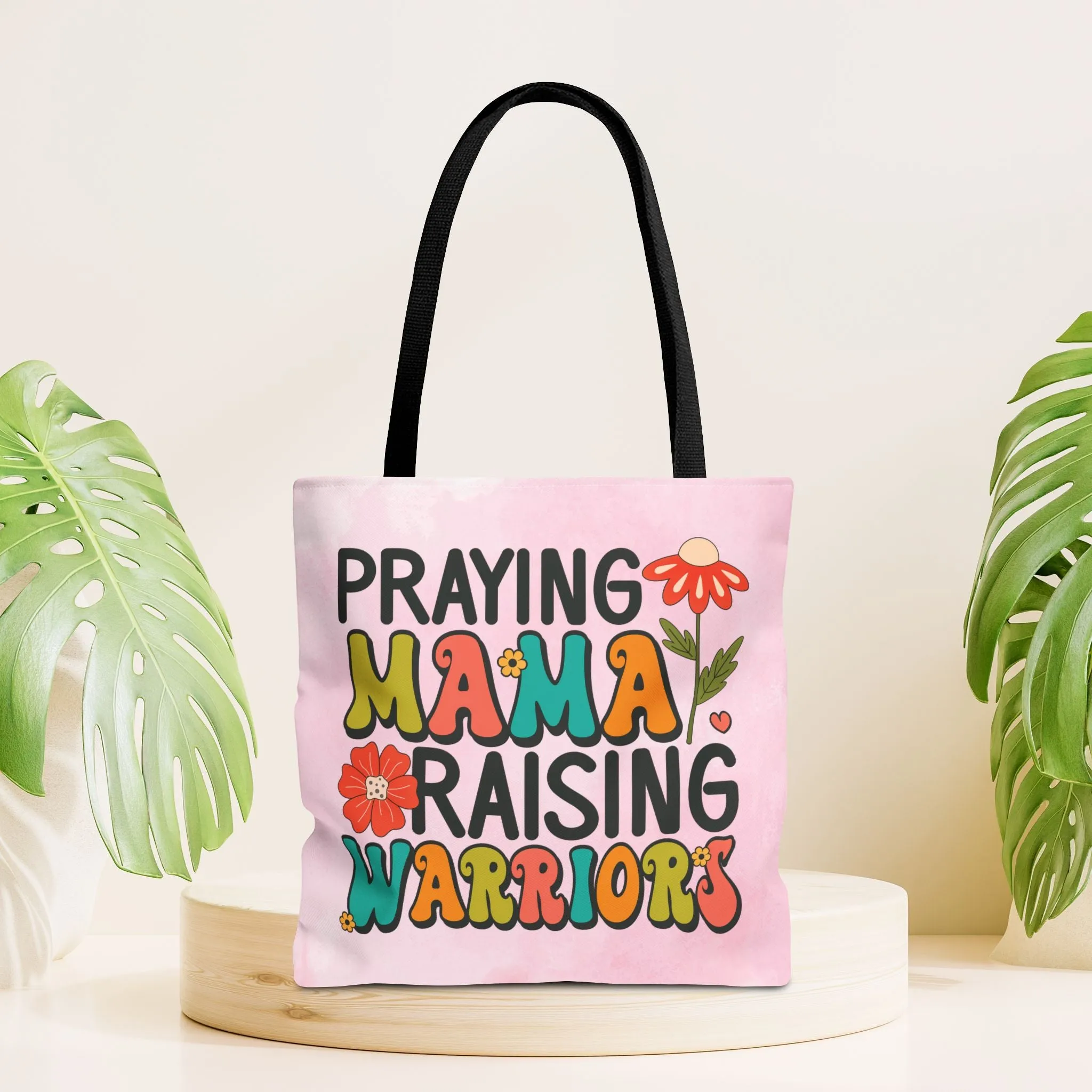 Praying Mama Raising Warriors Tote Bag - Christian Tote Bag