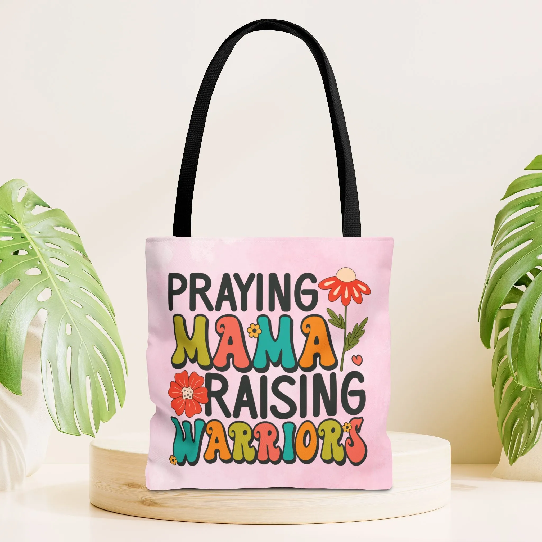 Praying Mama Raising Warriors Tote Bag - Christian Tote Bag