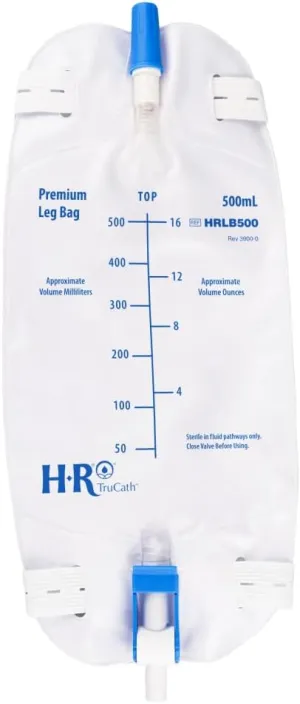 Premium Flocked Back Leg Bag with Flip Valve and Extension Tubing (500 ML - 3 Pack)
