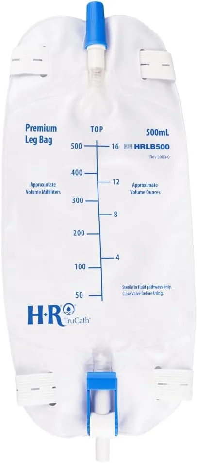 Premium Flocked Back Leg Bag with Flip Valve and Extension Tubing (500 ML - 3 Pack)