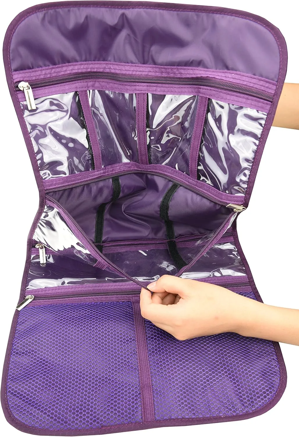 Premium Hanging Toiletry Travel Bag - Cosmetic, Jewelry, Toiletry & Accessory Storage Organizer Bag, Large Size, Various Compartments