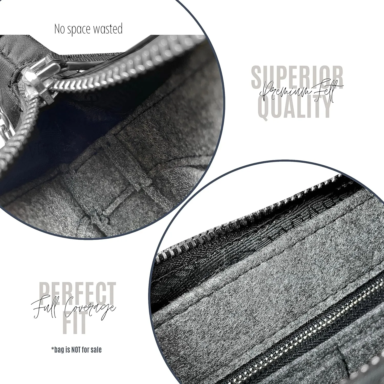 Premium Purse Organizer compatible with Re Edition 2005 Bag Organizer, fits Re Edition 2005 Bag Insert, Handmade Snug Sturdy Felt Organizer with Silver Zipper (Black)