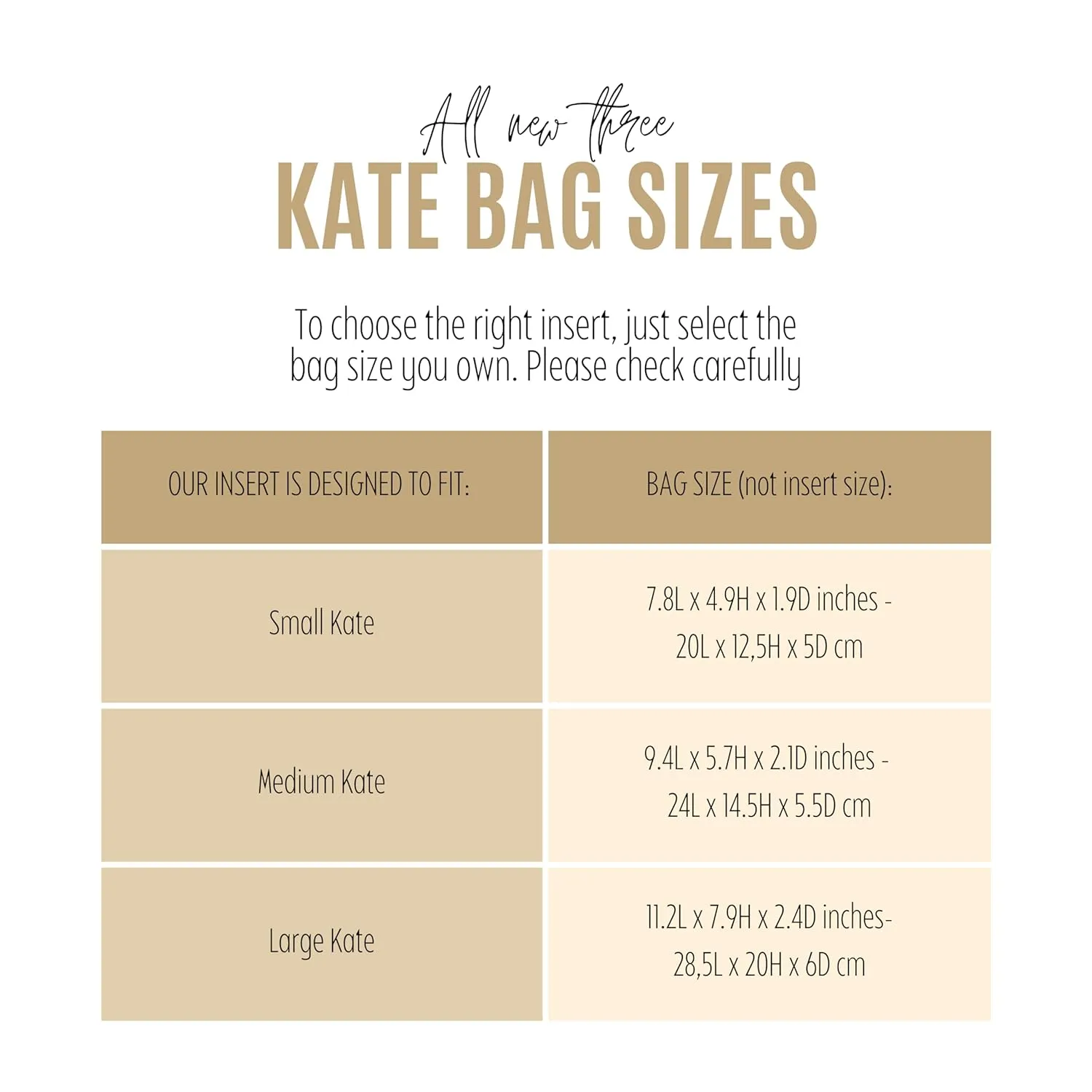Premium Purse Organizer fits Medium Kate Bag Organizer, Large Kate Small Bag Insert, Handmade 2mm Premium Felt Snug Sturdy Gold Zipper (For Medium Kate, Black)