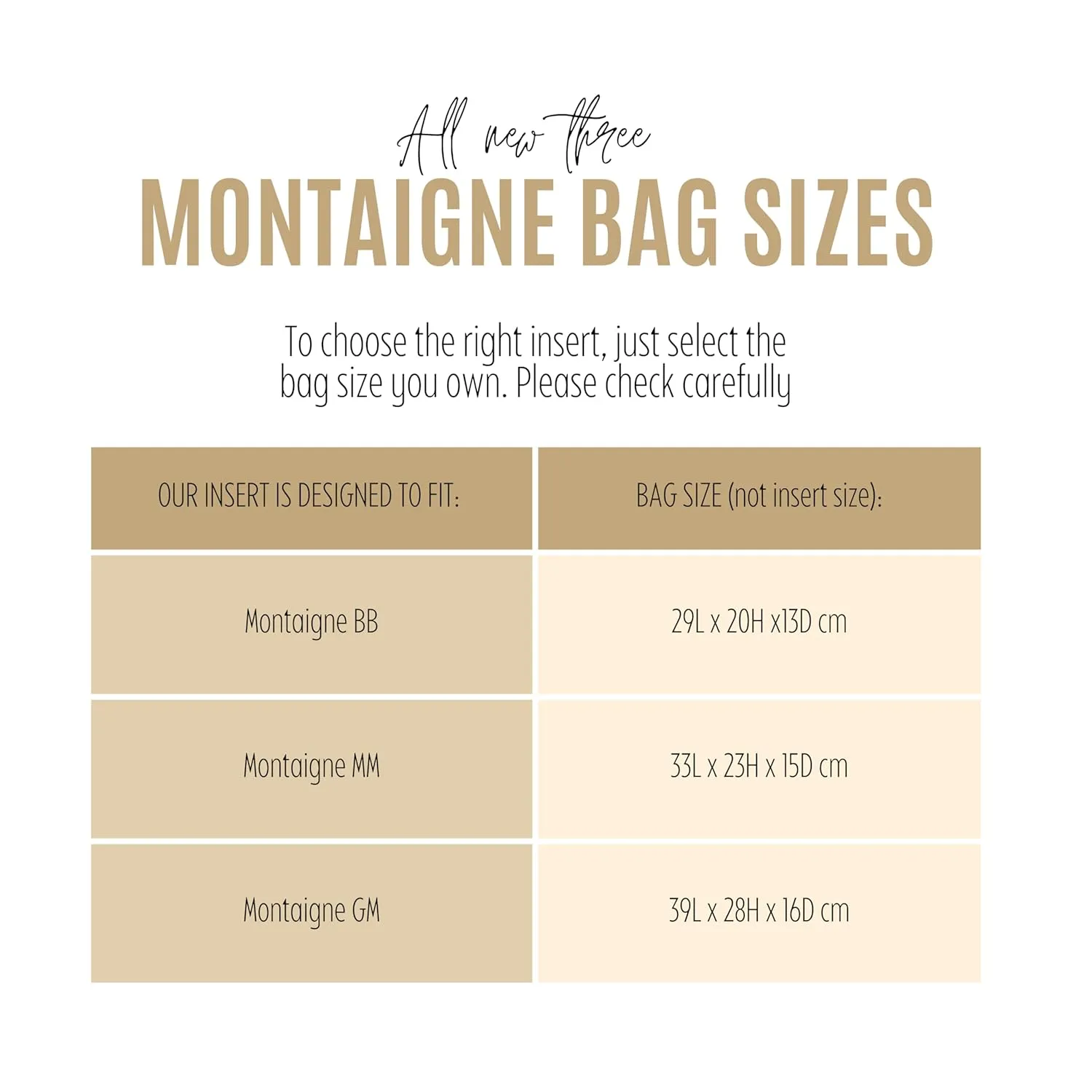 Premium Purse Organizer fits Montaigne MM Bag Organizer, Full Set of 2 Handmade Snug Sturdy 2mm Felt Tapered Shape, Montaigne BB Insert, Montaigne MM Insert (For Montaigne BB, Sienna)